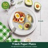 Juertime 9 inch Disposable Paper Plates - Super Strength White