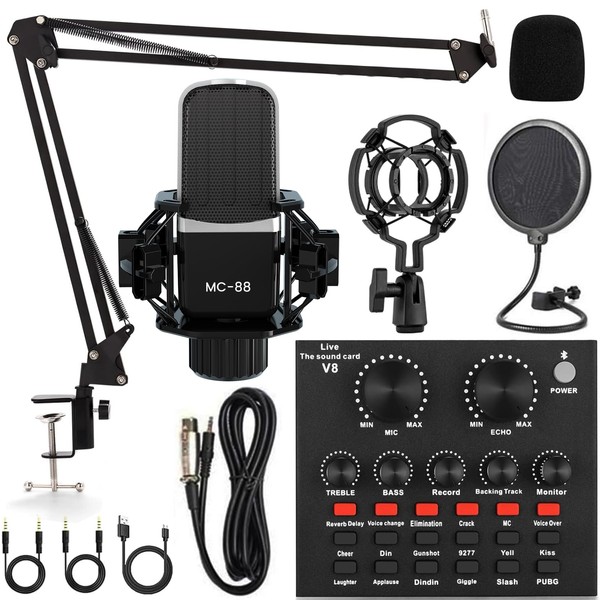 Podcast Equipment Bundle, All-in-One Audio Interface with Studio Condenser Microphone