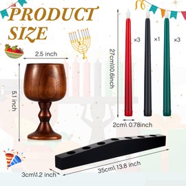 Riakrum 9 Pcs Kwanzaa Kinara Set Includes 3 Red 3 Green 1 Black LED Flameless Candles Black Wood Kinara Candle Holder Wooden Wine Goblet for Kwanzaa Celebration Party Supplies Home Decorations