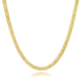 14K Gold Necklaces for Women 4mm Dainty Gold Necklace for Women Golden Chain for Men 14k Whispers of Heritage with Chinese Ancient Fret Patterns Waterproof Snake Golden Chain Necklaces 16,18,20,22,24in