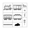 Trains - Engraved Wood Rubber Stamp Set - 10 Pieces