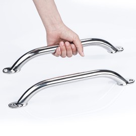 2PCS Boat Handrail Grab Handle Polished Stainless Steel Round Tube - 12" Long Marine Grab Handle