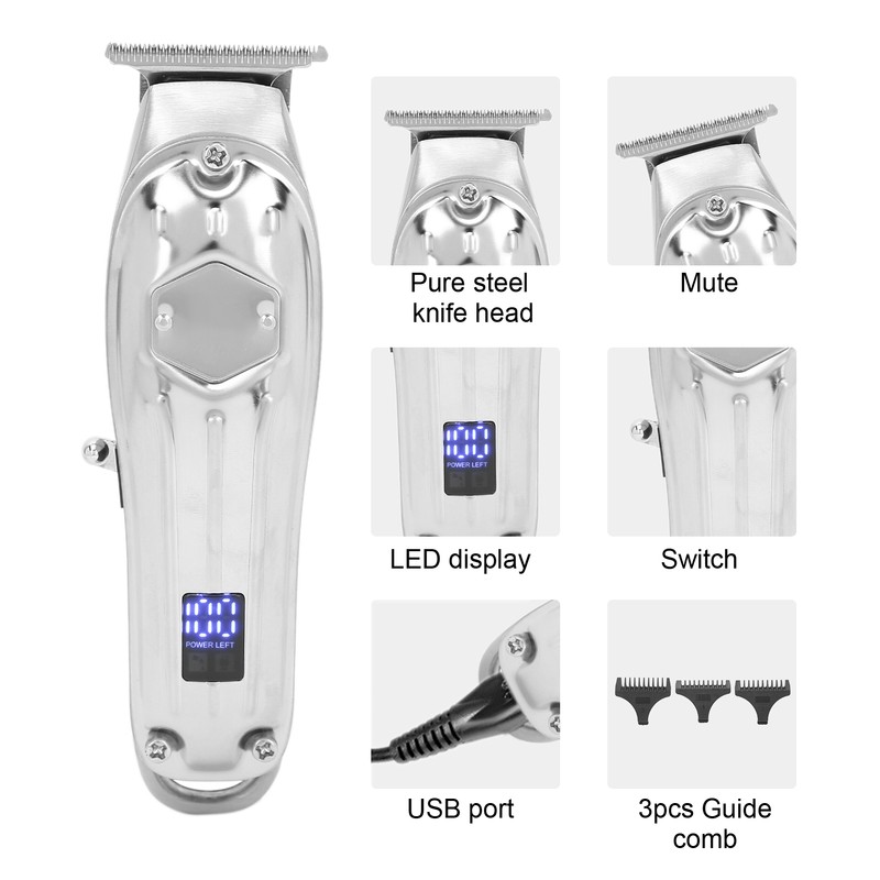 USB Rechaegeable Hair Clipper LCD Screen Electric Hair Styling Trimming