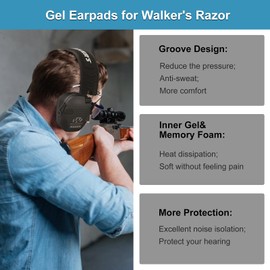 Gel Ear Pads for Walker's Razor Earmuffs Gel Seals Gel Ear Cushions Earcups Replacement Ear Pad for Shooting Ear Protection with Sealed Bottom Shell