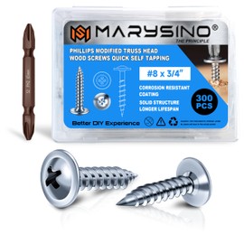 300Pcs Wood Screws #8 x 3/4", Phillips Modified Truss Head 3/4 Deck Screws, Zinc Oxide Self Tapping Small Wood Screws for Household Appliances Furniture Woodworking Outdoor by Marysino