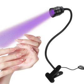 5W UV LED Nail Lamp, USB Desk UV Lamp for Gel Nails Portable Nail Dryer Resin Curing Light, Portable UV Gooseneck Lamp with Clip LED Black Light for Nails Eyelash Extension (US