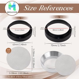 MEGAVOW Coffee Dosing Ring 51 mm & Puck Screen 51 mm, Magnetic Dosing Funnel Made of Aluminium and 1.7 mm Thickness 150 μm Coffee Filter Stainless Steel, Espresso Accessories for Portafilter