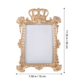 Alipis Vintage Picture Frame, 7 Luxury Gold Crown Photo Frame Decorative Rectangular Resin Frame Desktop Photo Display Frame Wall Hanging Picture Holder for Home, Office, Gallery