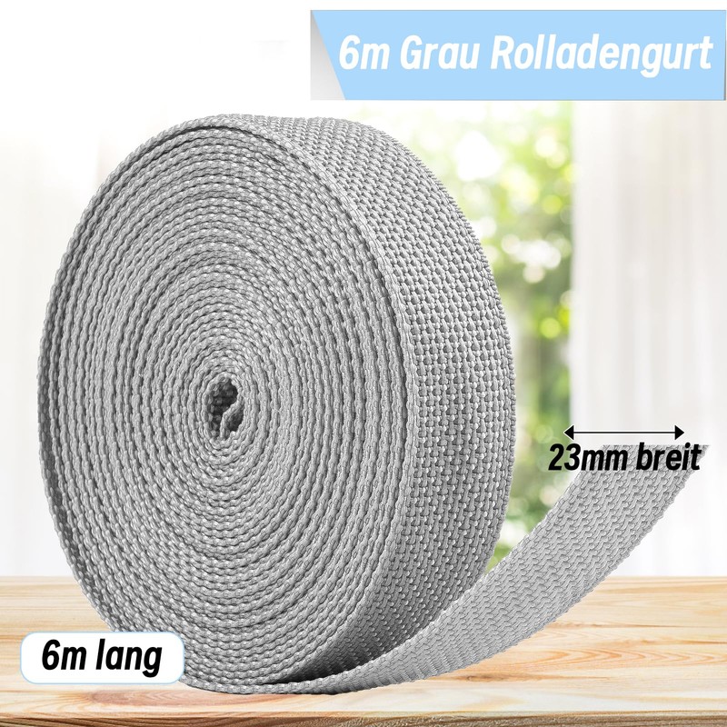 6 m Roller Shutter Belt 23 mm, High Tear Resistance