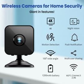 4K Mini Indoor Wireless Camera Micro Pet WiFi Small House Tiny Body Security Camera Nanny Smart Cameras,Night Vision Motion Detection Indoor Outdoor