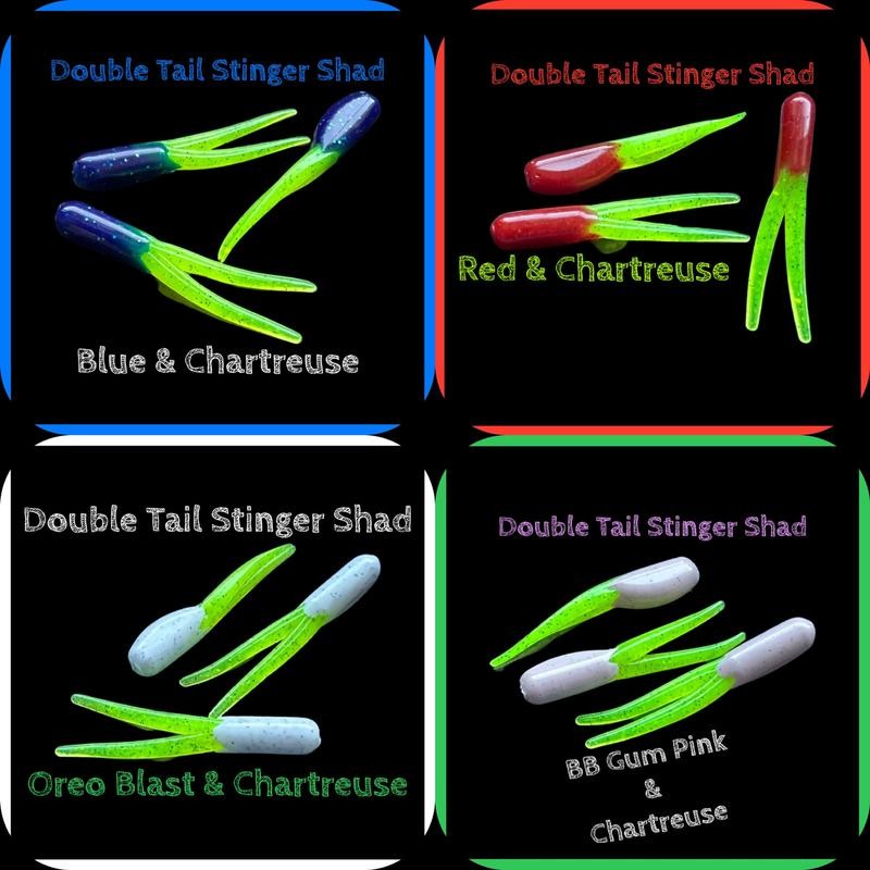 Double Tail Stinger Shad 1-3/4” Ten Per Pack - Colour: