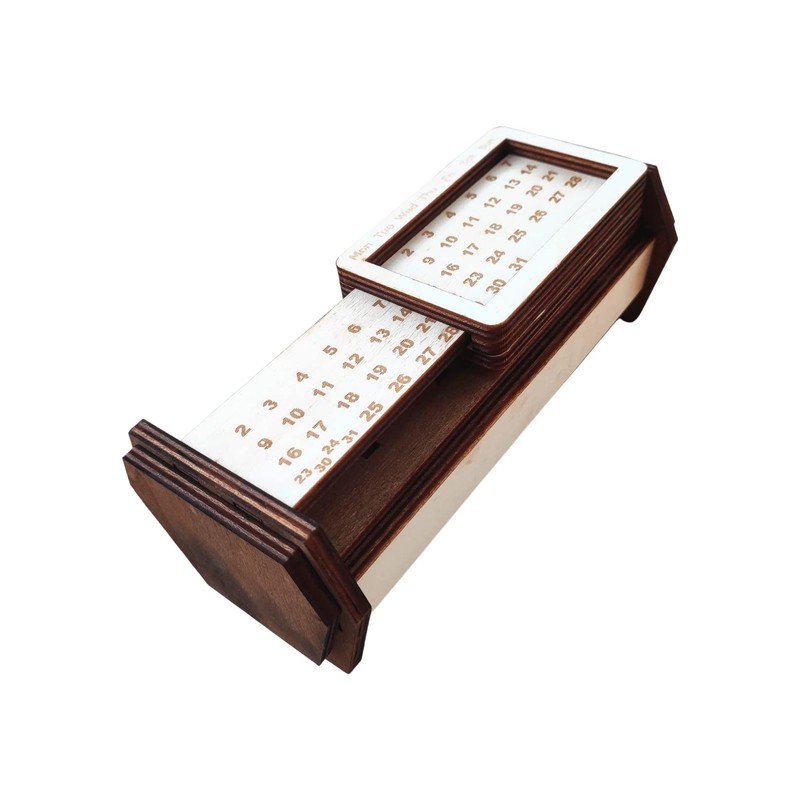 Perpetual Calendar Wooden Desk 3D Version Different Table Models Rotating