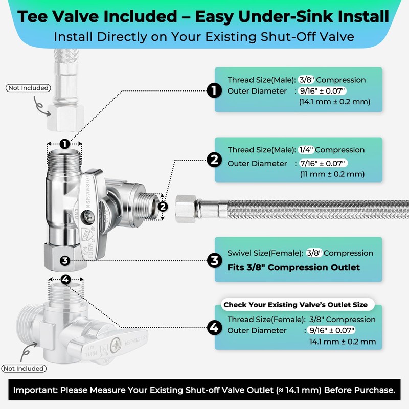 Refrigerator Ice Maker Water Line Kit - 12' Braided Stainless