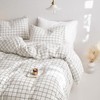 Wake In Cloud - Grid Cotton Duvet Cover Set, Plaid