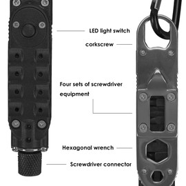 ChiiGe Keychain Phillips Screwdriver Multitool, Flat Screwdriver, and Nut Driver Hex Wrench Hand Tool for The Outdoors, Camping, and Portable Keychain