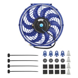 SSN 12" Electric Radiator Cooling Fan Assembly Kit, Push Pull Electric Radiator High Performance Universal Slim Fan with 12V 80W Mount Kit Blue