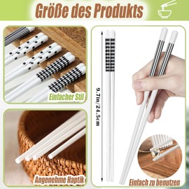 3 Pairs Chopsticks Dishwasher Safe, Chopsticks for Eating Reusable Chinese Ceramic Chopsticks Gift Set (White/White)