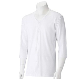 [Men's] Open Front Shirt (3/4 Sleeves, Hook-and-eye Closure) (Set of 2) for Nursing Care! Men's Undergarment (LL)