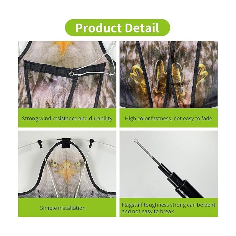 flyonte Bird Hawk Flying Kite with Pole Crop Protector Bird