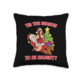 Tis The Season To Be Naughty Santa Claus Humping Love Couple Throw Pillow