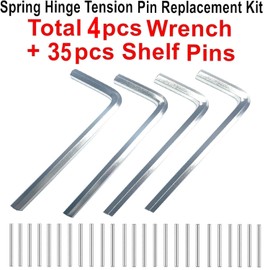ZDingTech Spring Hinge Tension Pin Replacement Kit.42pcs Stainless Steel Shelf Pins and 4pcs Hex Wrenches,Metal Dowel Pegs Shelf Support Pins Kit for Self Closing Door Hinges Garage Door Closer Hinge