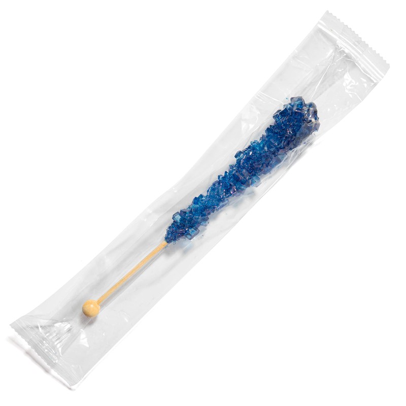 Navy Blue Rock Candy Sugar Sticks - Blueberry Flavored -