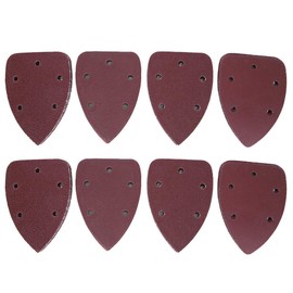 Juego de 40 Piezas de Papel de Lija Triangular 5.5 X 3.5 Pulgadas, Gancho Y Bucle, Sierra Oscilante, Terciopelo Trasero, 5 Orificios para Herramientas de Pulido