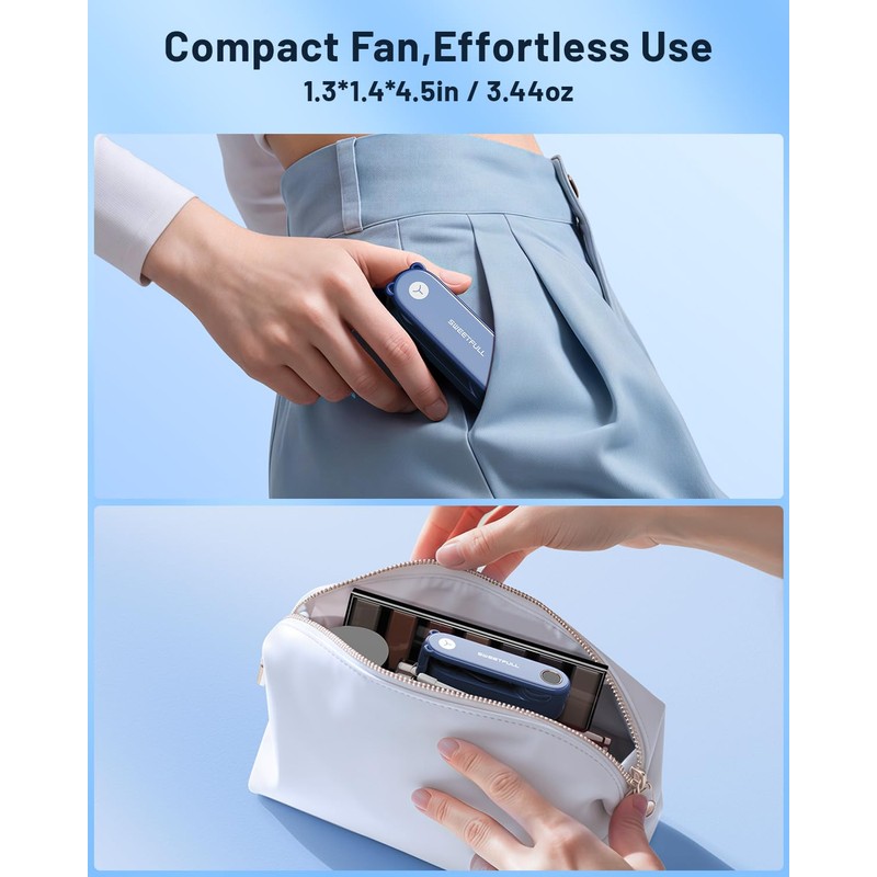 SWEETFULL Portable Handheld Mini Fan with LED Display, 3-in-1 Personal