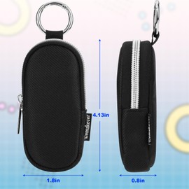 Portable Lip Balm Organizer Case with Keychain, Travel Lipstick Holder Storage Bag, Waterproof Small Cosmetic Organizer, Anti-Lost Lipstick Lip Gloss Sleeve Pouch Keeper Case (Black, Large)