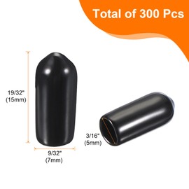 sourcing map 300pcs Pegboard Hooks Protector Rubber End Caps, Peg Board Hook Flexible Prongs End Tips Caps Rack Cover for Pegboard Dishwasher Hook, Black(15mm Long 5mm Inner Dia)