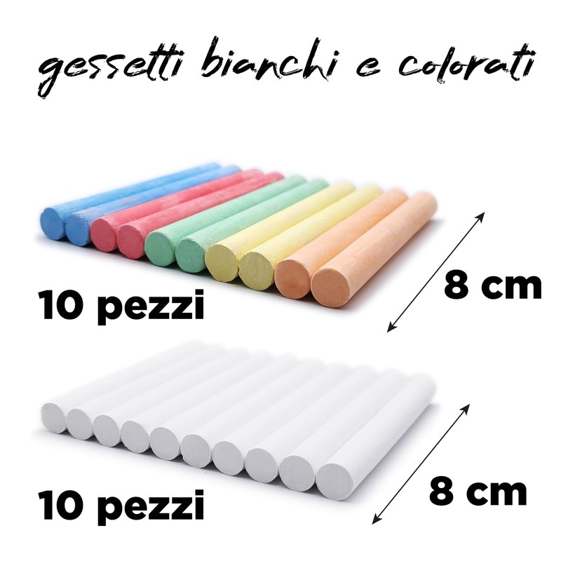 Leddy Set of 24 White and Coloured Chalks Blackboard Chalks