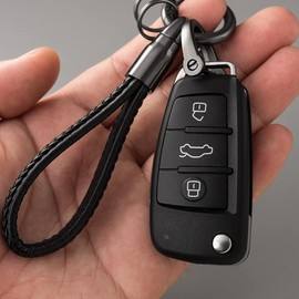 ARFUKA Key Fob Axe Pendant Leather Braided Car Key Ring Metal Keychain Gift for Men and Women, brown