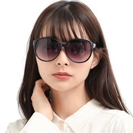 FashionBerry Small Face Effect, Big Type Sunglasses, Big Lens, Eye Friendly, No Fatigue, UV Protection, Fashion Glasses, Lightweight, Heisei Revival (99% UV Reduction Lenses), 1. Black x Smoke Half
