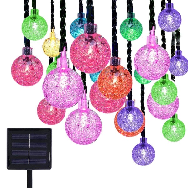 EONLYX Solar Crystal Ball String Lights, 20ft 30 LED Crystal