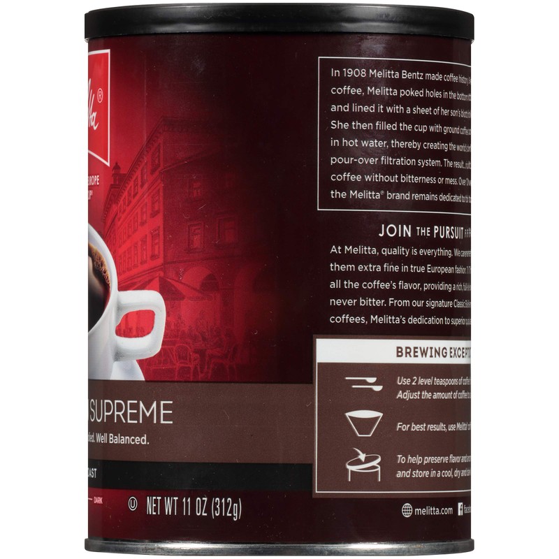 Melitta Colombian Supreme Coffee, Medium Roast, Extra Fine Grind, 11