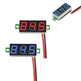 Pack of 2 0.28 Inch Mini Digital Voltmeter, LED Display Voltmeter, Measuring Range DC 2.4-30 V, Two Wire Voltage Tester, Reverse Polarity Protection and Accurate Pressure Measurement (Red, Blue)