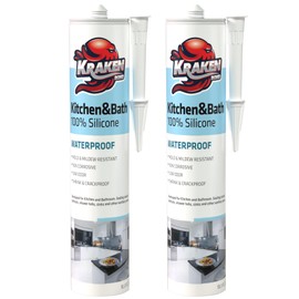 Kraken Bond 100% Clear Silicone Caulk - (2x10.1 fl.oz) Waterproof Silicone Sealant for Kitchen, Bathroom, Bathtub, Shower, Sink - Anti Shrink Caulking, 2 Pack