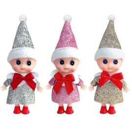 3pcs Christmas Elf Baby Mini Dolls,Christmas Baby Elves Twins Cute Little Elfs,Naughty Tiny Baby Elf Doll Novelty Toys Christmas Tradition Small Dolls for Girls Boys Kids Gift Xmas Stocking Stuffers