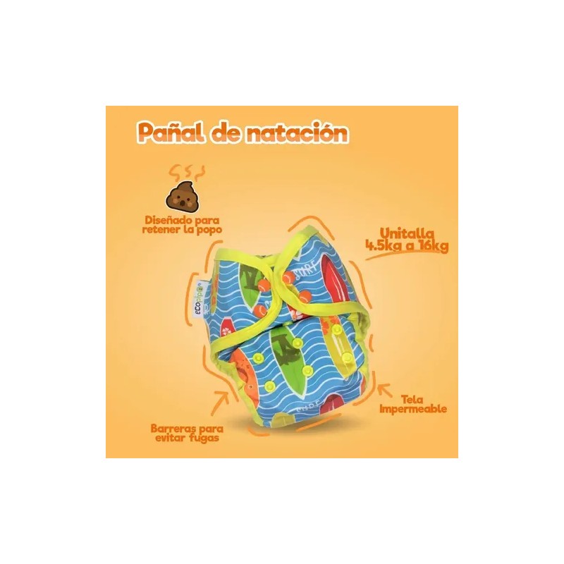 2 Pack Pañal De Natación Unitalla Reutilizable Para Bebé