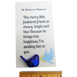 Westmon Works The Bluebird of Happiness Legend Pocket Charm Set Little Good Luck Token Bird Figurine with Story Card