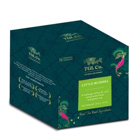 TGL Co. The Good Life Company Little Buddha Green Tea 16 Tea bags with Green Sencha Tea eapple Papaya Sandalwood Red Peppercorns Roman Chamomile