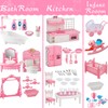 75 Pcs Dollhouse Furniture Set Accessories,Small Dollhouse Miniature Pretend Play