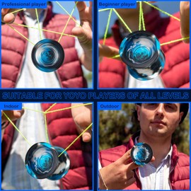WATIEOBOO Yoyo Responsive Yoyo para niños de 8 a 12, Yoyo profesional sin respuesta para adultos, truco de metal profesional Yoyo con kit de rodamientos Yo Yo 10 cuerdas, estuche y guantes (negro azul