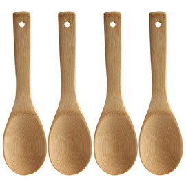 4 Pieces Bamboo Rice Scoop Rice Paddle Rice Spoon Rice Spatula Rice Scooper Serving Spoon Cooking Spatula for Rice Potato Salads Desserts, 8 inch