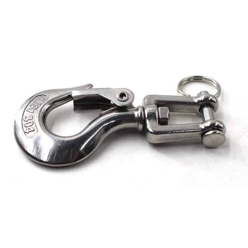 304 Stainless Steel Lifting Hook with Locking Heavy Duty Lifting