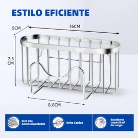Porta Esponja Fregadero con Ventosa, Repisa de Cocina para Fregadero para Estropajos, Estropajero Aceros Inoxidables Soporte de Esponja para Fregadero de Cocina para Jabón y Cepillos (Plateado)