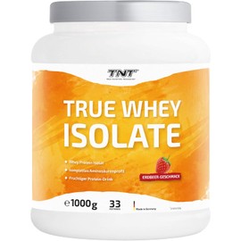 TNT True Nutrition Technology TNT True Whey Protein Isolate Powder (1kg) - Protein powder for protein shakes - Great solubility & delicious taste (Strawberry)