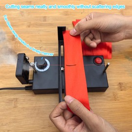 DRQG50-B Heat Cutting Ribbon Cutter, Electric Rope Cutter Thermal Supplies Portable with Screwdriver for Ribbon Braid Nylon Band Ropes Versatile Rope Ribbon Thermal Cutter with Fan