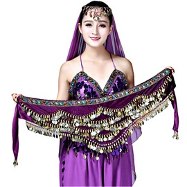 Aatpuss Belly Dance Costume Hip Scarf, Belly Dance Hip Scarf, Belly Dance Hip Scarf for Women, Belly Dance Belt Belt, Stage Performance, Birthday Performance, Party Performance, dark purple