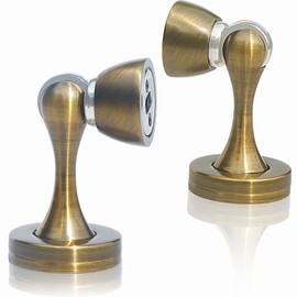 Solid Mental Magnetic Door Stop, Wall Mounted, Bronze, 2 Pack
